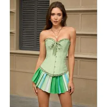 SZIVYSHI Grass Green Corset Top - Exquisite Overbust Lace Up Bustier for Women