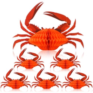 Jetec 6 Pcs Crab Lobster Honeycomb Decorations for Summer Beach Parties