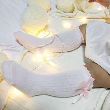 DRESHOW BQUBO Baby Knee High Sock Toddler Girl Dress Socks Baby Knit Stocking Cotton Infant Girls Socks