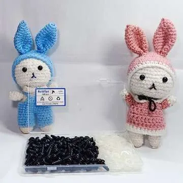 Safety Eyes for Amigurumi Crochet 10mm 3/8" 100Pcs - RuWfpz Doll Stuffed Animal Eyes with Washers, Plastic Eyes for Crochet Animals, Black Crochet Eyes for Crafts Bear Plush Button