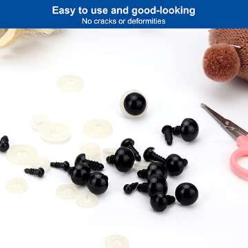 Safety Eyes for Amigurumi Crochet 10mm 3/8" 100Pcs - RuWfpz Doll Stuffed Animal Eyes with Washers, Plastic Eyes for Crochet Animals, Black Crochet Eyes for Crafts Bear Plush Button