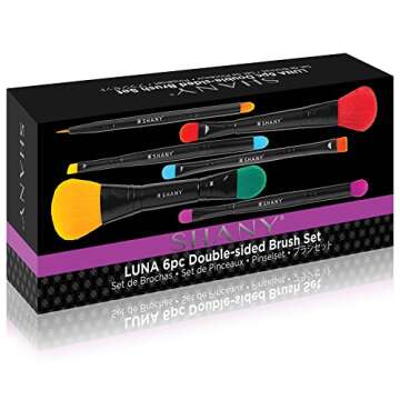 SHANY Vegan Makeup Brushes - LUNA - 6 PC Double Sided Travel Make up Brushes with 12 unique Bristles...