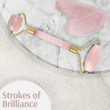 Jade Roller & Gua Sha Set,100% Real Jade Stone Face Massager & Eye Roller for Puffiness, Facial Tension, Lymphatic Drainage, & All Skin Types,Traditional Beauty & Personal Care Tools by NILABER Pink