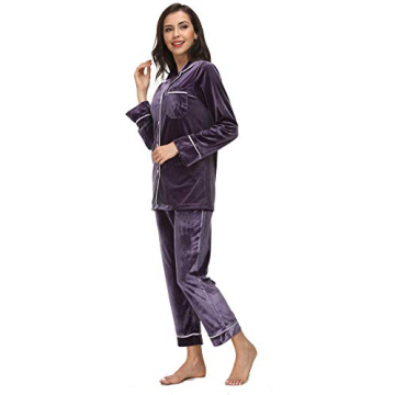 Kiddom Plush Velvet Pajamas with Pockets for Women