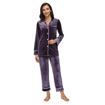 Kiddom Plush Velvet Pajamas with Pockets for Women