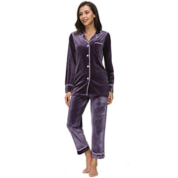 Kiddom Plush Velvet Pajamas with Pockets for Women