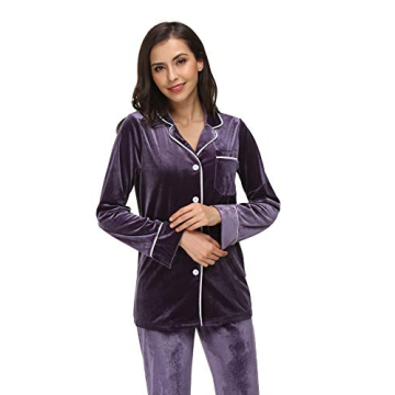 Kiddom Plush Velvet Pajamas with Pockets for Women