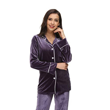 Kiddom Plush Velvet Pajamas with Pockets for Women
