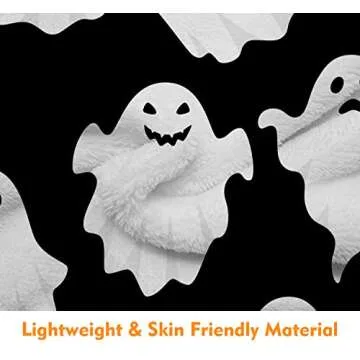 Jbralid Halloween Throw Blankets Funny Ghost Cute Halloween Spooky Black and White Throw Blanket Lightweight Cozy Flannel Blanket for Bedroom Living Rooms Couch Sofa Bed Home Decorations 50x60 Inch