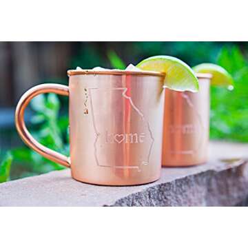 Alchemade Set of 2 100% Pure Copper Home State Moscow Mule Mugs - Georgia Home Custom 14 Oz Original Copper Mug Cup For Mules, Cocktails, Or Your Favorite Beverage - Represent Your Home State!