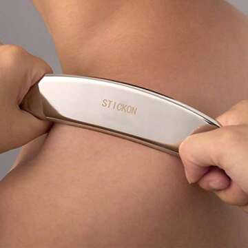 STICKON Stainless Steel Gua Sha Scraping Massage Tool IASTM Tools GREAT Soft Tissue Mobilization Tool (Sickle Shape)