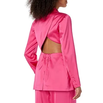 Stylish Hot Pink Cut-Out Waist Blazer for Women
