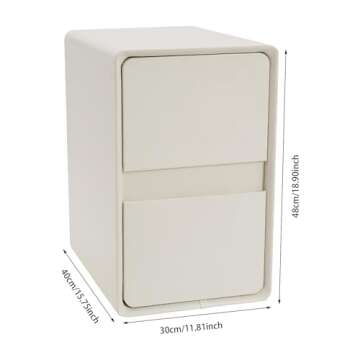 Narrow Wood Nightstand with 2 Drawers, Mid Century Modern Bedside Table White Night Stand Small Nigh...