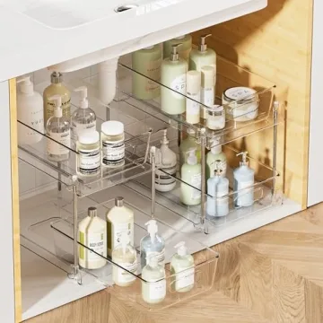 Vtopmart 2 Tier Bathroom Storage Organizer - Clear Bins