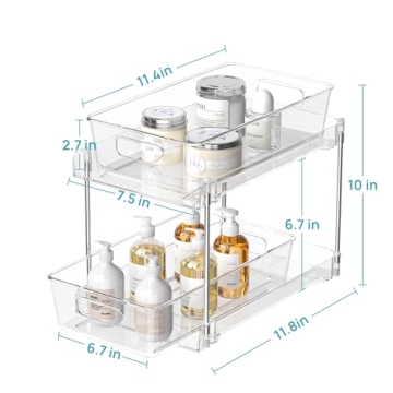 Vtopmart 2 Tier Bathroom Storage Organizer - Clear Bins