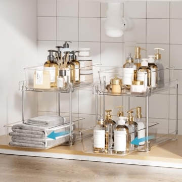 Vtopmart 2 Tier Bathroom Storage Organizer - Clear Bins