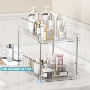 Vtopmart 2 Tier Bathroom Storage Organizer - Clear Bins