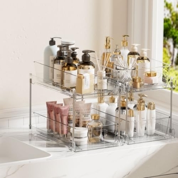 Vtopmart 2 Tier Bathroom Storage Organizer - Clear Bins