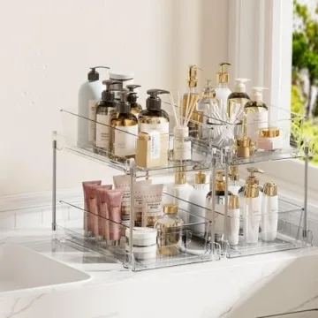 Vtopmart 2 Tier Bathroom Storage Organizer - Clear Bins