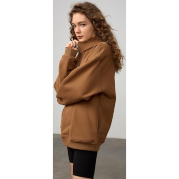 BESTCLO Women's Stylish Fleece Half-Zip Pullover Hoodie