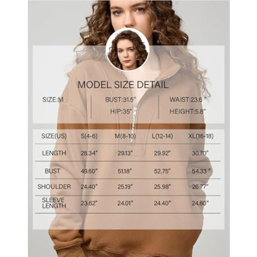 BESTCLO Women's Stylish Fleece Half-Zip Pullover Hoodie