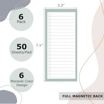 BIPEND 6 Pack Magnetic Notepads for Refrigerator, Grocery List Magnet Pad for Fridge, 50 Sheets per ...