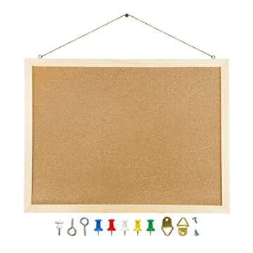 GDMINLO Cork Board Bulletin Board, 15.7"X 11.81" pin Boards for Walls, Oak Wood Finish Frame, Wall M...