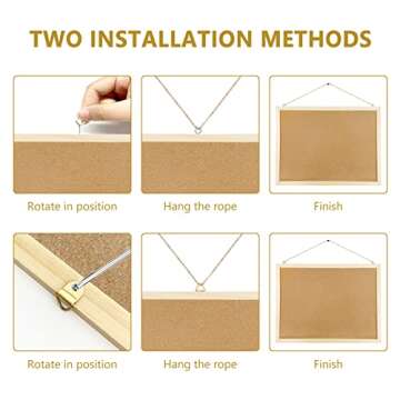 GDMINLO Cork Board Bulletin Board, 15.7"X 11.81" pin Boards for Walls, Oak Wood Finish Frame, Wall Mounted Cork Board for Office Home and School(Pins, Eye Bolts, gaskets, Screws)