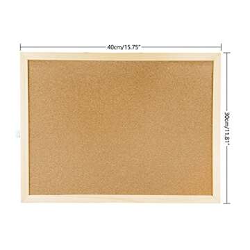 GDMINLO Cork Board Bulletin Board, 15.7"X 11.81" pin Boards for Walls, Oak Wood Finish Frame, Wall Mounted Cork Board for Office Home and School(Pins, Eye Bolts, gaskets, Screws)