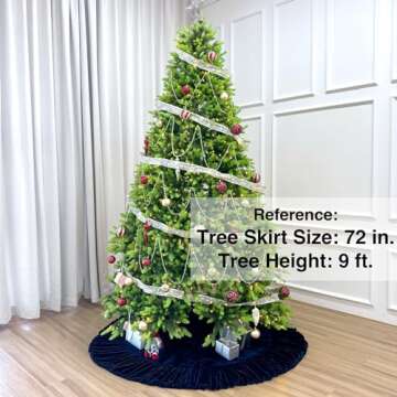 72-Inch Ruffled Velvet Christmas Tree Skirt, Thick Foam-Lined Heavy Duty Fabric with Plush Lace Ties...