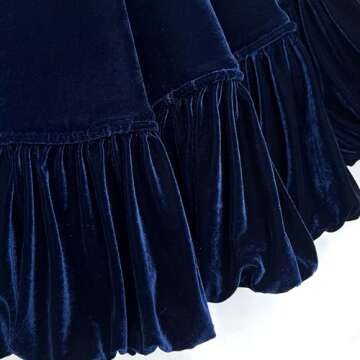 72-Inch Ruffled Velvet Christmas Tree Skirt, Thick Foam-Lined Heavy Duty Fabric with Plush Lace Ties, Royal Blue