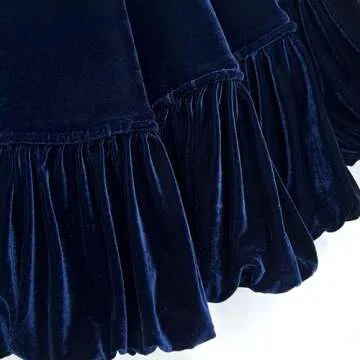 72-Inch Ruffled Velvet Christmas Tree Skirt, Thick Foam-Lined Heavy Duty Fabric with Plush Lace Ties, Royal Blue