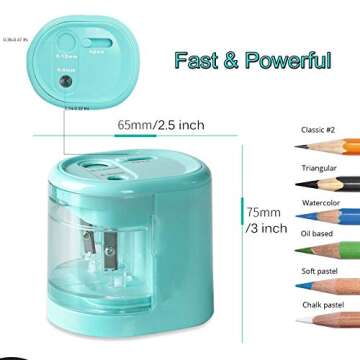 Electric Pencil Sharpener, Anlem Pencil Sharpener Automatic for 2B and Colored Pencil USB or Battery...