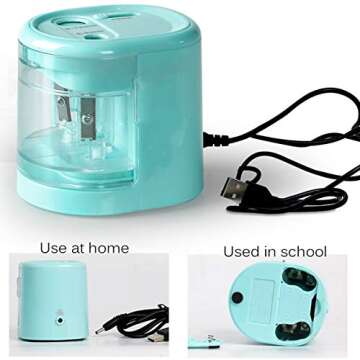 Electric Pencil Sharpener, Anlem Pencil Sharpener Automatic for 2B and Colored Pencil USB or Battery Operated Kids Safety for School Classroom, Home, Office, Studio (Blue)