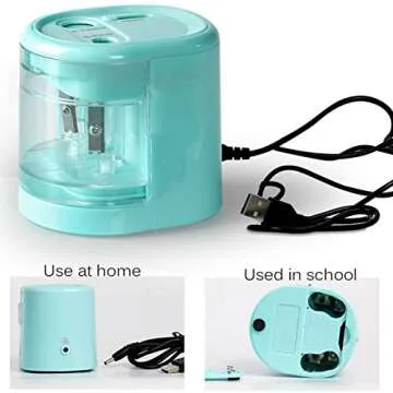 Electric Pencil Sharpener, Anlem Pencil Sharpener Automatic for 2B and Colored Pencil USB or Battery Operated Kids Safety for School Classroom, Home, Office, Studio (Blue)