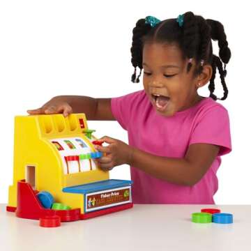 Fisher-Price Classics - Retro Cash Register - Great Pre-School Gift for Girls and Boys, Kids and Toddlers, birthday gift, Christmas, holiday, Ages 2+
