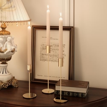 zeochyni French Gold Candlestick Holders Set of 3, Decor Taper Candle Holder for Wedding, Dinning, Party,Fits 3/4 Inch Thick Candle