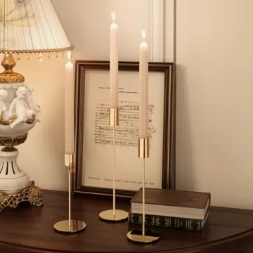 zeochyni French Gold Candlestick Holders Set of 3, Decor Taper Candle Holder for Wedding, Dinning, Party,Fits 3/4 Inch Thick Candle