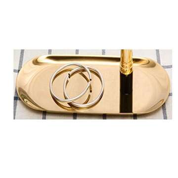 boweiwj Stainless Steel Towel Tray Storage Tray Tray Dish Plate Tea Tray Fruit Trays Cosmetics Jewelry Organizer Gold Oval Tray 9in