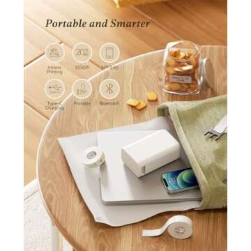 NIIMBOT D101 Label Makers with 1 Roll 0.47''x1.57'' Tape, Portable Smart Sticker Printer for Home Office School Use, Mobile Phone Editable, Adjustable Print Width 0.5 to 1 Inch, White
