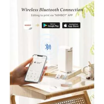 NIIMBOT D101 Label Makers with 1 Roll 0.47''x1.57'' Tape, Portable Smart Sticker Printer for Home Office School Use, Mobile Phone Editable, Adjustable Print Width 0.5 to 1 Inch, White