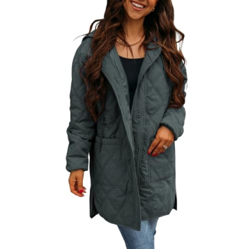 Ebifin Womens Long Quilted Puffer Jacket Winter Warm Hooded Lightweight Parkas Coat with Pockets
