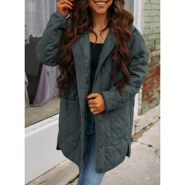 Ebifin Womens Long Quilted Puffer Jacket Winter Warm Hooded Lightweight Parkas Coat with Pockets