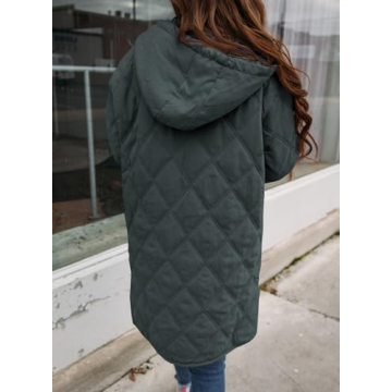Ebifin Womens Long Quilted Puffer Jacket Winter Warm Hooded Lightweight Parkas Coat with Pockets