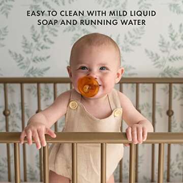 Natursutten Pacifiers 0-6 Months - 1-Pack Original Shield Round Nipple Natural Rubber Safe & Soft BPA-Free Pacifiers for Breastfeeding Babies - Newborn Pacifiers Made in Italy