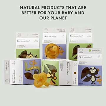 Natursutten Pacifiers 0-6 Months - 1-Pack Original Shield Round Nipple Natural Rubber Safe & Soft BPA-Free Pacifiers for Breastfeeding Babies - Newborn Pacifiers Made in Italy