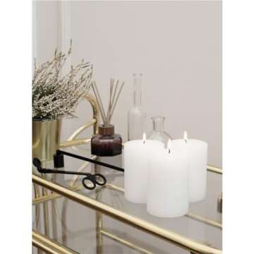 CANDWAX 3x4 Pillar Candles Set of 3 - Decorative Rustic Candles Unscented and Dinner Candles - Ideal as Wedding Candles or Large Candles for Home Interior - White Candles