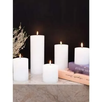CANDWAX 3x4 Pillar Candles Set of 3 - Decorative Rustic Candles Unscented and Dinner Candles - Ideal as Wedding Candles or Large Candles for Home Interior - White Candles