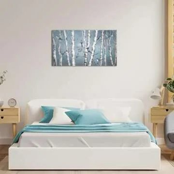 iHAPPYWALL Bluebird Birch Tree Canvas Wall Art 20x36