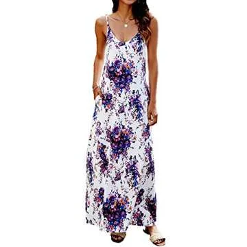 Supnier Women's Floral Maxi Dress with Pockets